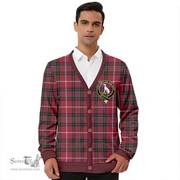 Scottish Hunter of Bute (Michael Maroon) Weathered Clan Crest Tartan V neck Knitted Fleece Cardigans