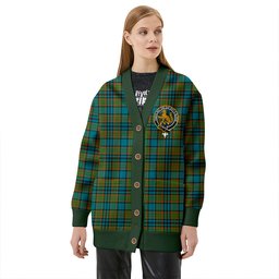 Scottish Gillies Ancient Clan Crest Tartan V neck Knitted Fleece Cardigans