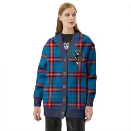 Scottish Glenn Ancient Clan Crest Tartan V neck Knitted Fleece Cardigans