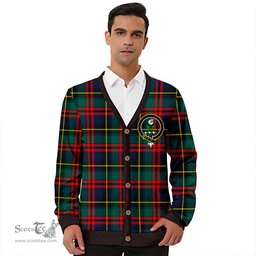 Scottish Deas Modern Clan Crest Tartan V neck Knitted Fleece Cardigans