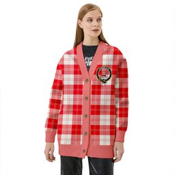 Scottish Erskine Weathered Clan Crest Tartan V neck Knitted Fleece Cardigans