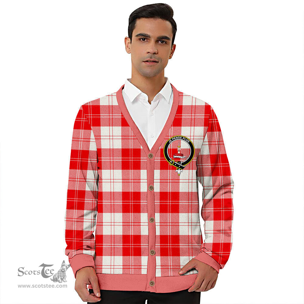 Scottish Erskine Weathered Clan Crest Tartan V neck Knitted Fleece Cardigans