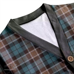 Scottish Graham of Menteith Weathered Clan Crest Tartan V neck Knitted Fleece Cardigans