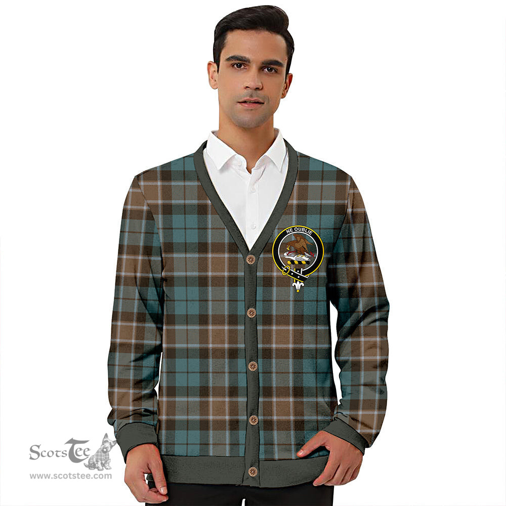 Scottish Graham of Menteith Weathered Clan Crest Tartan V neck Knitted Fleece Cardigans