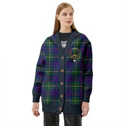 Scottish Hamilton of Clayton Modern Clan Crest Tartan V neck Knitted Fleece Cardigans