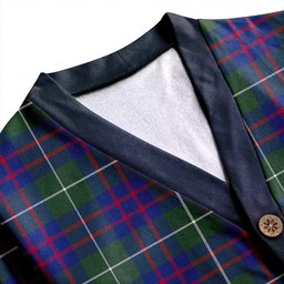 Scottish Hamilton of Clayton Modern Clan Crest Tartan V neck Knitted Fleece Cardigans
