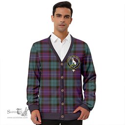 Scottish Hunter (Michael) Weathered Clan Crest Tartan V neck Knitted Fleece Cardigans