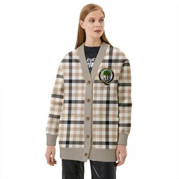 Scottish Hogg Weathered Clan Crest Tartan V neck Knitted Fleece Cardigans