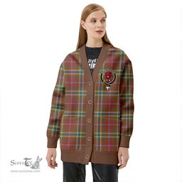 Scottish Currie of Arran Weathered Clan Crest Tartan V neck Knitted Fleece Cardigans