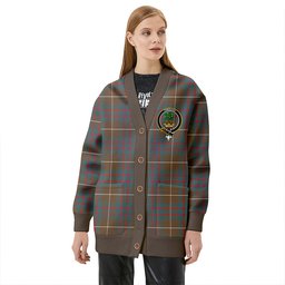 Scottish Hamilton of Clayton Weathered Clan Crest Tartan V neck Knitted Fleece Cardigans