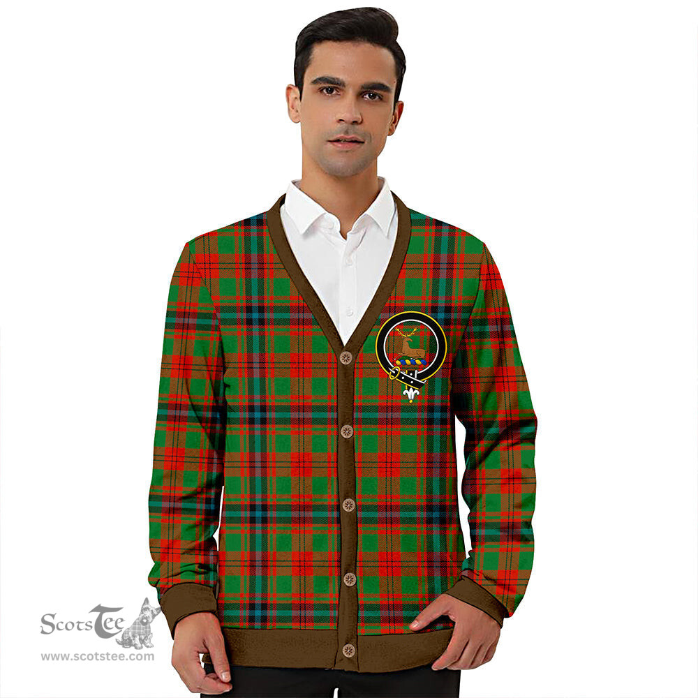 Scottish Fulton 1999 Ancient Clan Crest Tartan V neck Knitted Fleece Cardigans