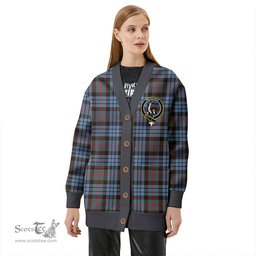 Scottish Fletcher of Dunans Clan Crest Tartan V neck Knitted Fleece Cardigans