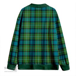 Scottish Ferguson Ancient Clan Crest Tartan V neck Knitted Fleece Cardigans