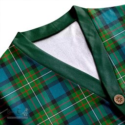 Scottish Ferguson Ancient Clan Crest Tartan V neck Knitted Fleece Cardigans