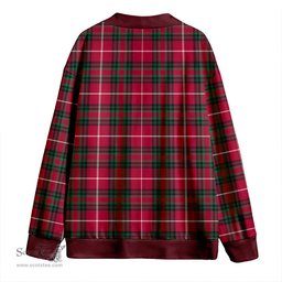 Scottish Hunter of Bute (Hunter Maroon) Modern Clan Crest Tartan V neck Knitted Fleece Cardigans