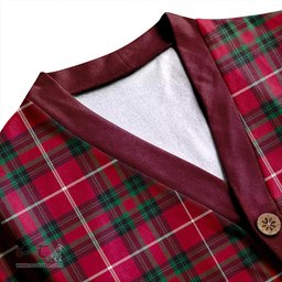 Scottish Hunter of Bute (Hunter Maroon) Modern Clan Crest Tartan V neck Knitted Fleece Cardigans