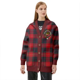 Scottish Douglas of Roxburgh Weathered Clan Crest Tartan V neck Knitted Fleece Cardigans