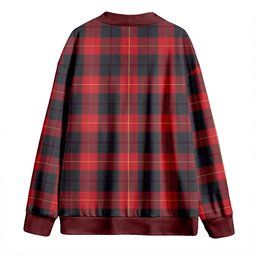 Scottish Douglas of Roxburgh Weathered Clan Crest Tartan V neck Knitted Fleece Cardigans