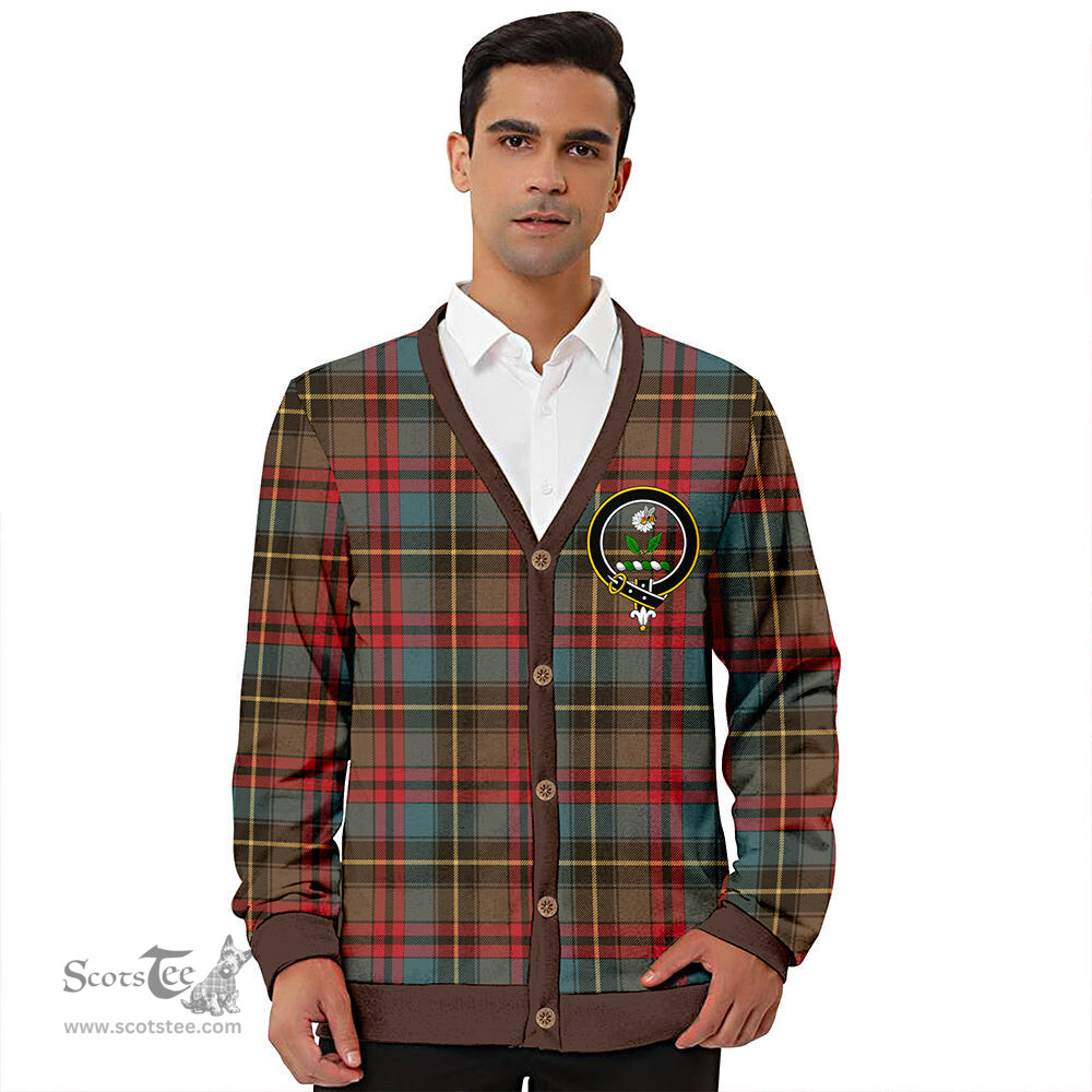 Scottish Deas Weathered Clan Crest Tartan V neck Knitted Fleece Cardigans