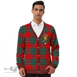 Scottish Cumming Modern Clan Crest Tartan V neck Knitted Fleece Cardigans
