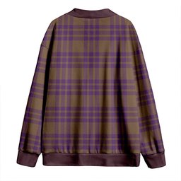 Scottish Elphinstone Weathered Clan Crest Tartan V neck Knitted Fleece Cardigans