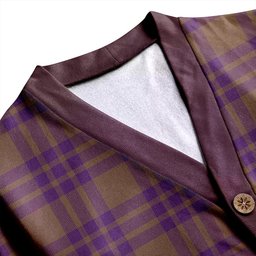 Scottish Elphinstone Weathered Clan Crest Tartan V neck Knitted Fleece Cardigans