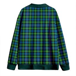 Scottish Farquharson Ancient Clan Crest Tartan V neck Knitted Fleece Cardigans