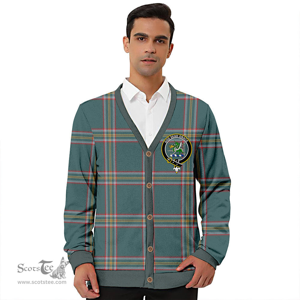 Scottish Crichton (Creighton) Weathered Clan Crest Tartan V neck Knitted Fleece Cardigans