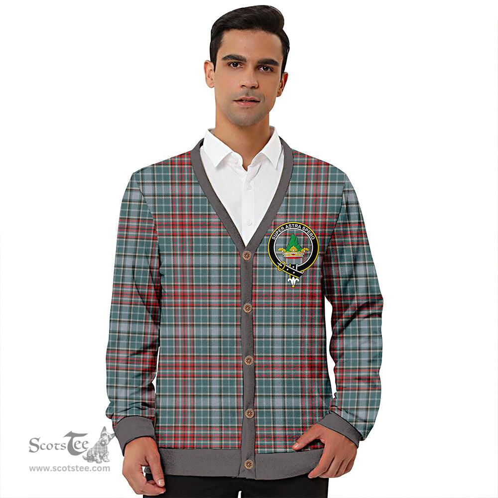 Scottish Gayre Weathered Clan Crest Tartan V neck Knitted Fleece Cardigans
