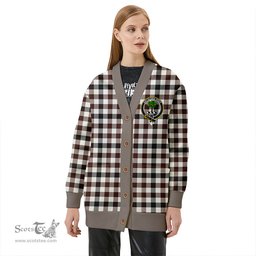 Scottish Hogg Modern Clan Crest Tartan V neck Knitted Fleece Cardigans
