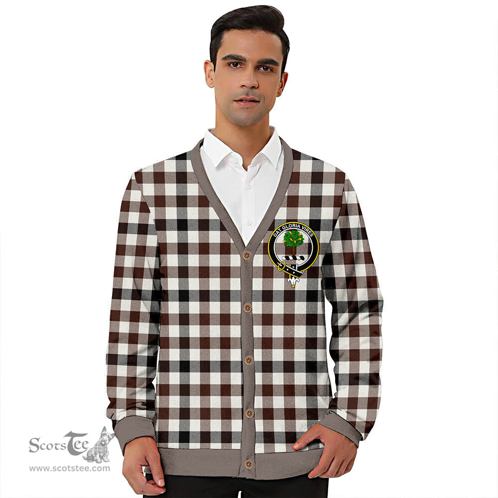 Scottish Hogg Modern Clan Crest Tartan V neck Knitted Fleece Cardigans