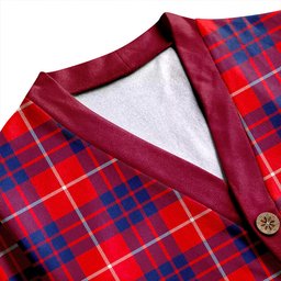 Scottish Hamilton Modern Clan Crest Tartan V neck Knitted Fleece Cardigans