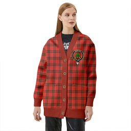 Scottish Grant Weathered Clan Crest Tartan V neck Knitted Fleece Cardigans