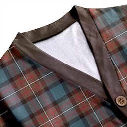 Scottish Ferguson Weathered Clan Crest Tartan V neck Knitted Fleece Cardigans