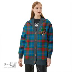 Scottish Harvey Ancient Clan Crest Tartan V neck Knitted Fleece Cardigans