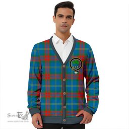 Scottish Harvey Ancient Clan Crest Tartan V neck Knitted Fleece Cardigans