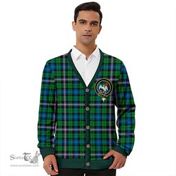 Scottish Gammell Ancient Clan Crest Tartan V neck Knitted Fleece Cardigans