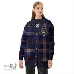 Scottish Crichton (Creighton) Modern Clan Crest Tartan V neck Knitted Fleece Cardigans