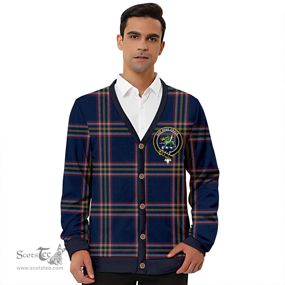 Scottish Crichton (Creighton) Modern Clan Crest Tartan V neck Knitted Fleece Cardigans