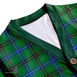 Scottish Henderson Modern Clan Crest Tartan V neck Knitted Fleece Cardigans