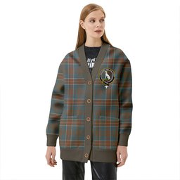 Scottish Hunter of Hunterston (Michael of Hunterston) Weathered Clan Crest Tartan V neck Knitted Fleece Cardigans