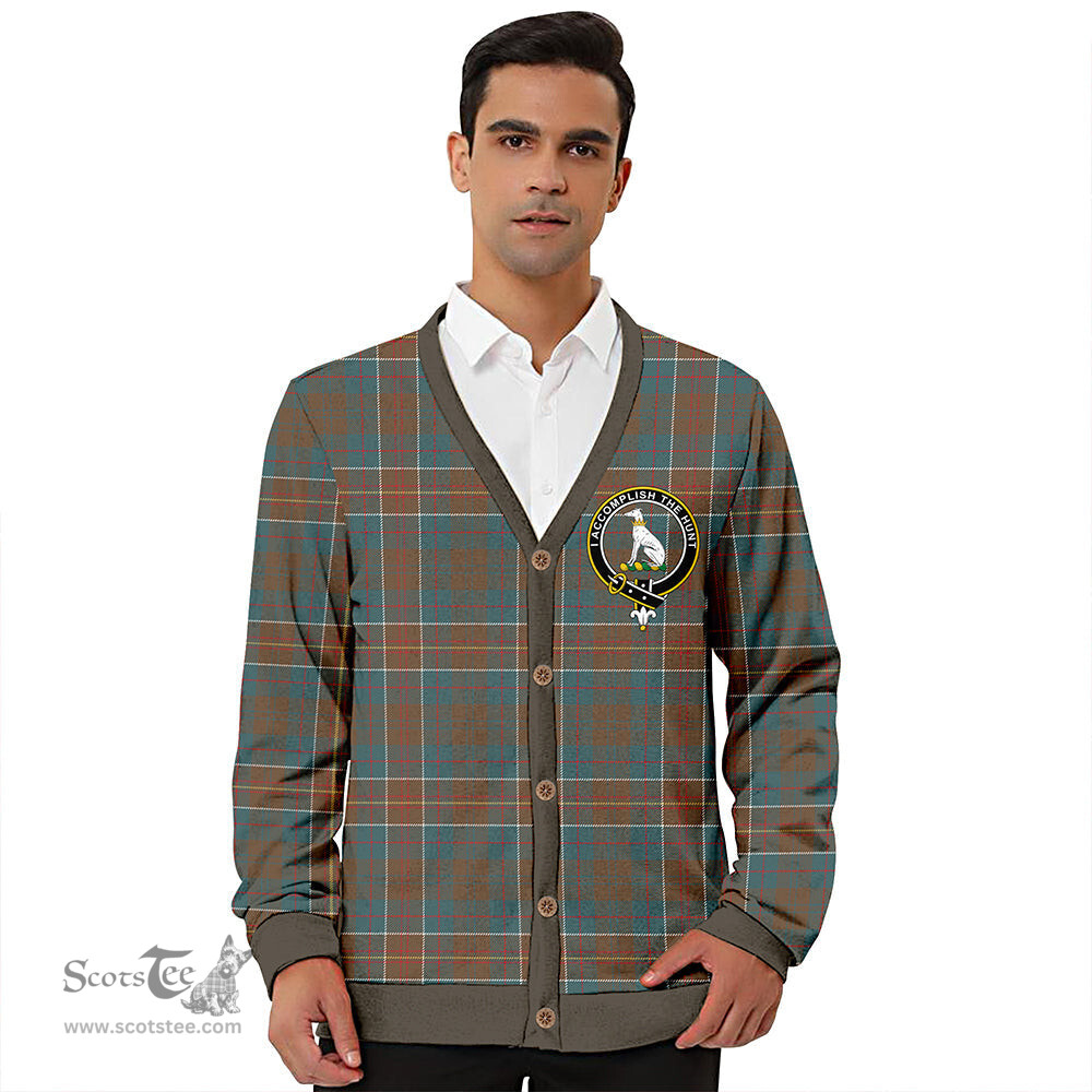 Scottish Hunter of Hunterston (Michael of Hunterston) Weathered Clan Crest Tartan V neck Knitted Fleece Cardigans