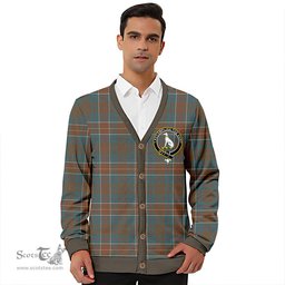 Scottish Hunter of Hunterston (Michael of Hunterston) Weathered Clan Crest Tartan V neck Knitted Fleece Cardigans