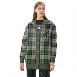 Scottish Dinwoodie Modern Clan Crest Tartan V neck Knitted Fleece Cardigans