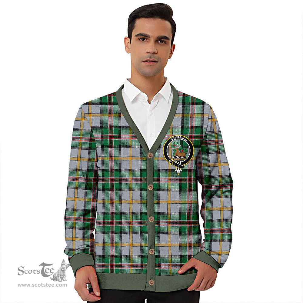 Scottish Dinwoodie Modern Clan Crest Tartan V neck Knitted Fleece Cardigans