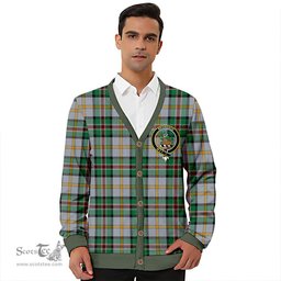 Scottish Dinwoodie Modern Clan Crest Tartan V neck Knitted Fleece Cardigans