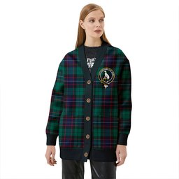 Scottish Hunter (Michael) Modern Clan Crest Tartan V neck Knitted Fleece Cardigans