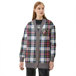 Scottish Dennistoun Clan Crest Tartan V neck Knitted Fleece Cardigans