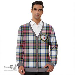 Scottish Dennistoun Clan Crest Tartan V neck Knitted Fleece Cardigans