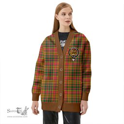 Scottish Drummond of Strathallan Weathered Clan Crest Tartan V neck Knitted Fleece Cardigans